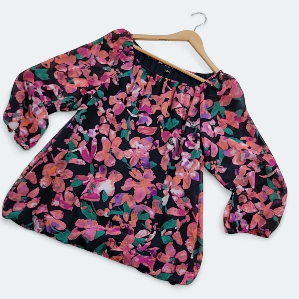 Ann Taylor Floral Women's Top Size Small Pink and Green